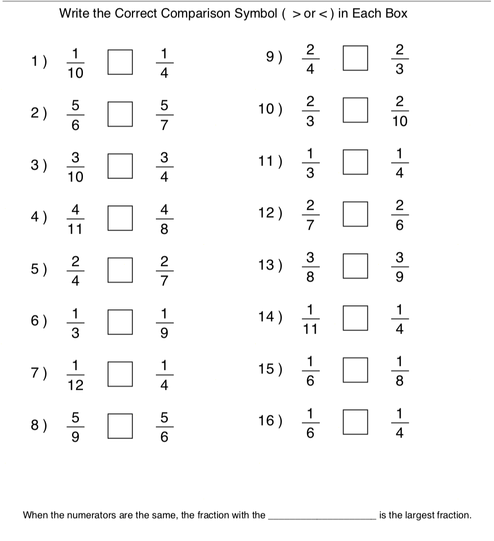 Pre-Unit 211.21: Comparing & Ordering Fractions - JUNIOR HIGH MATH In Comparing Fractions And Decimals Worksheet