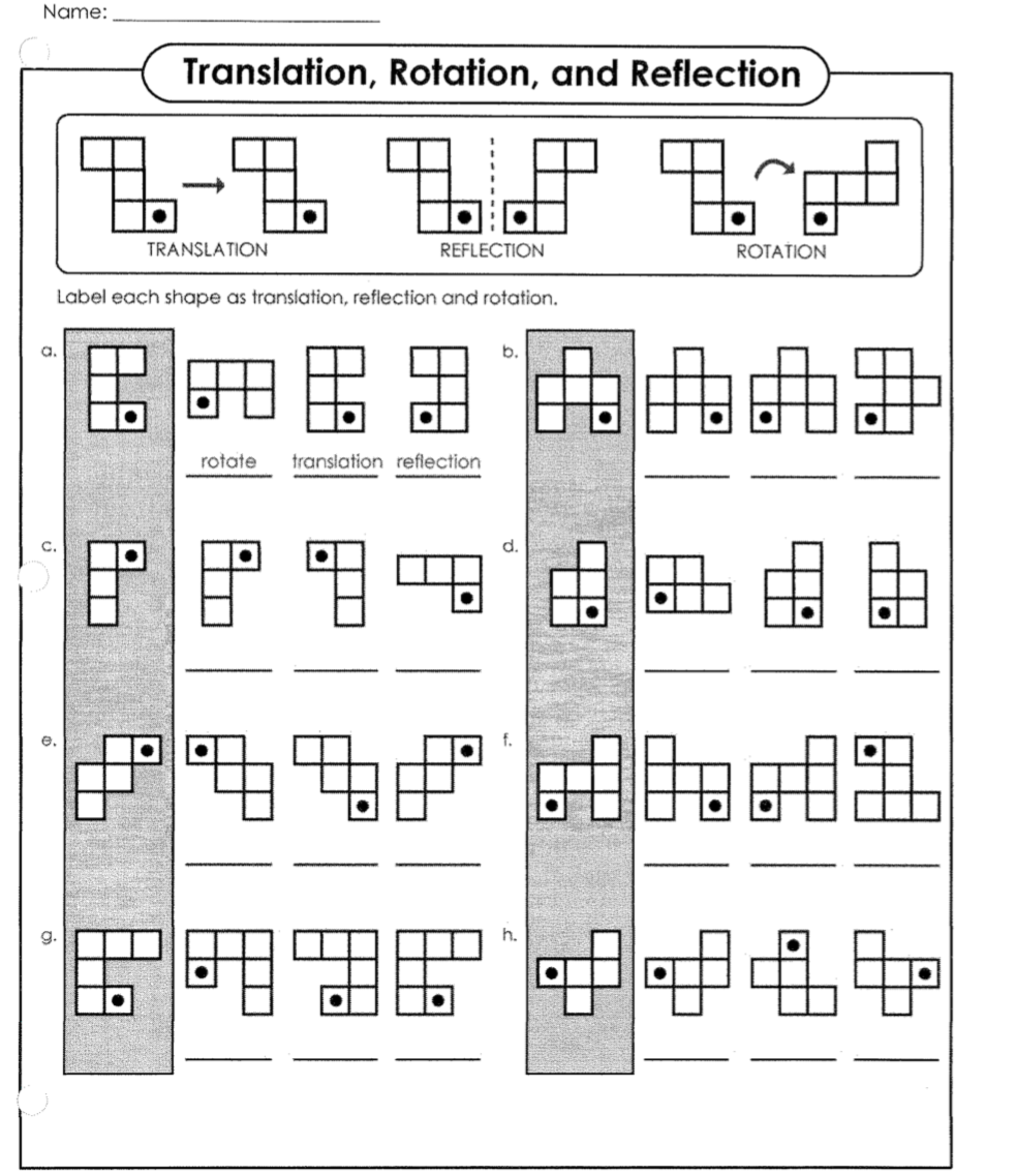 Unit 11.11-11.11: Graphing Transformations on a Coordinate Grid Regarding Translation Rotation Reflection Worksheet